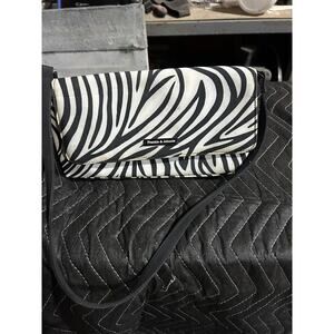 Frankie & Johnnie Zebra Print Faux Fur Shoulder Bag Black White Purse